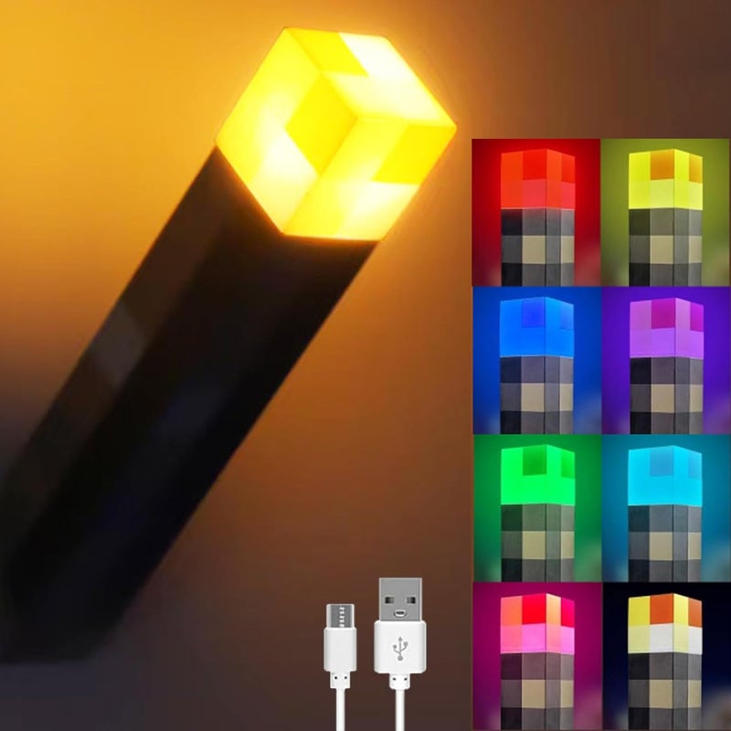 Yevheniy Light-up Wall Torch Lamp with 7-Color Change, Hand Held & Wall Mountable Table Lamps, USB Rechargeable Night Light, Costume Cosplay Bedside Lamp for Home/Office Decor - Image 1